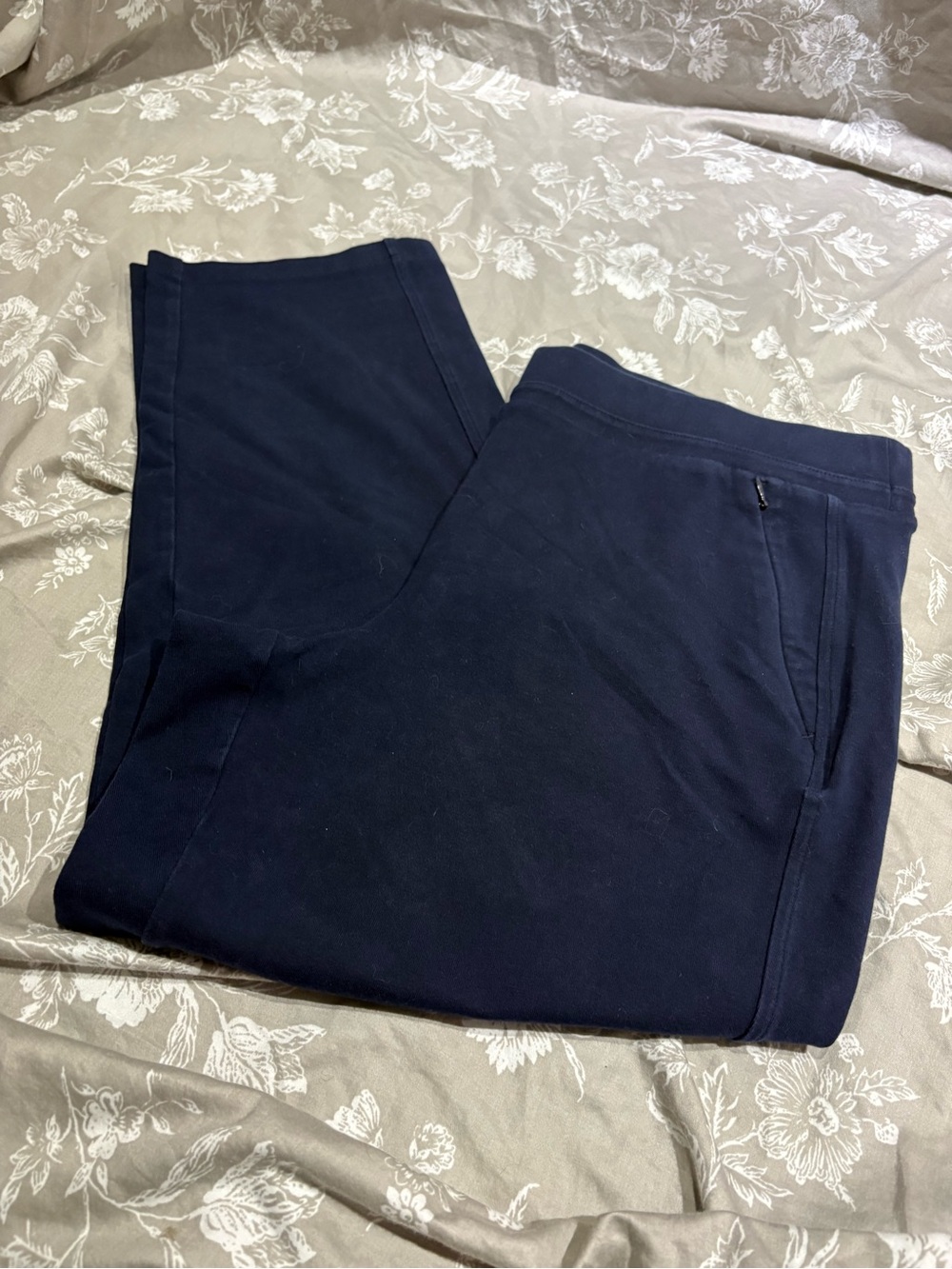 Talbots navy blue straight ankle pants T by elastic waist large